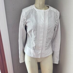 Inc white faux leather jacket size Xs